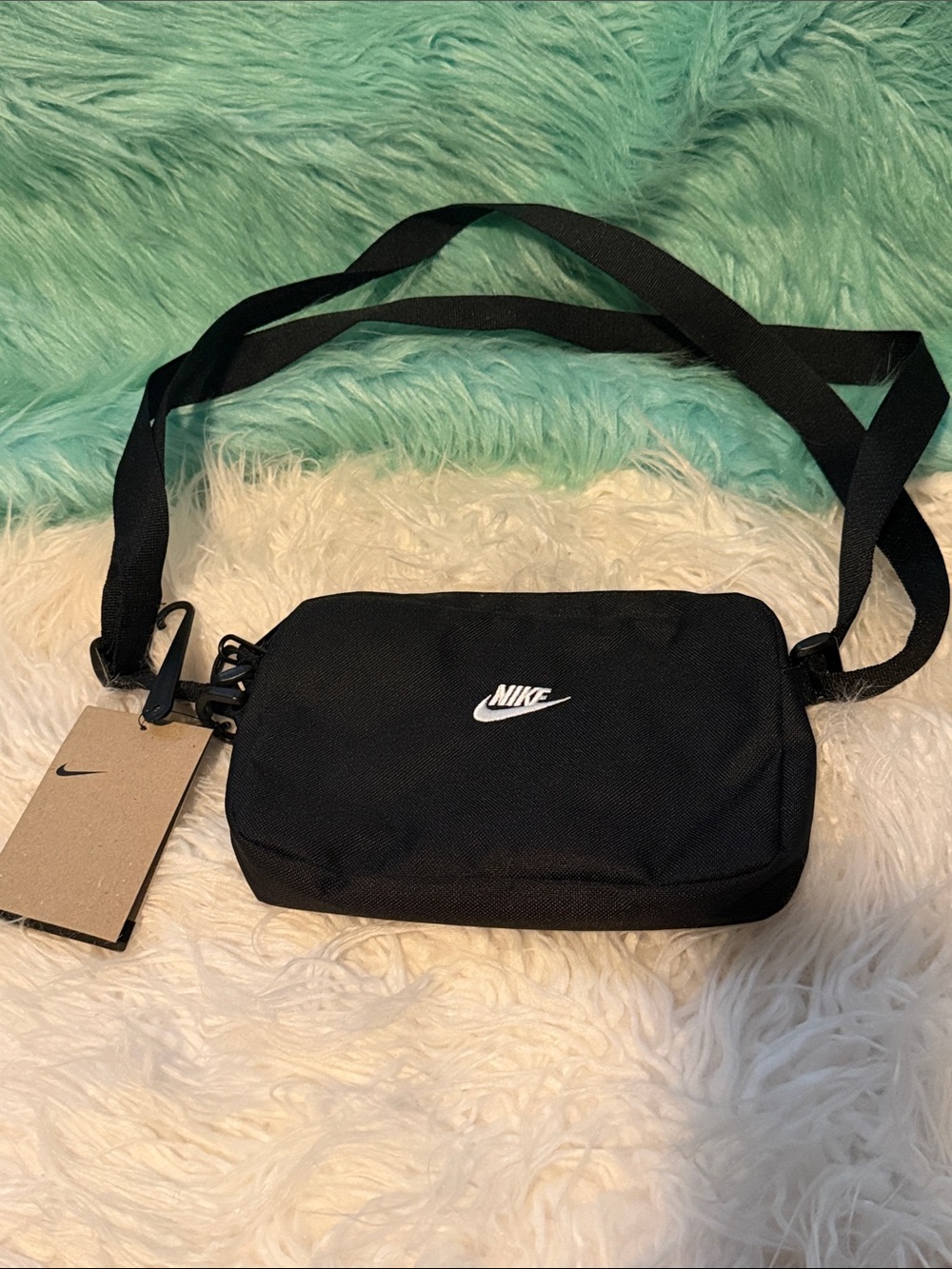 NWT Nike Black Small Crossbody Belt Bag with White Logo